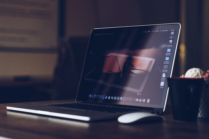 laptop in desk