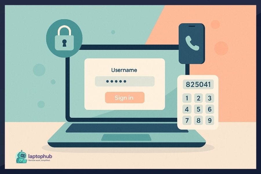 Two-factor authentication in remote work illustration