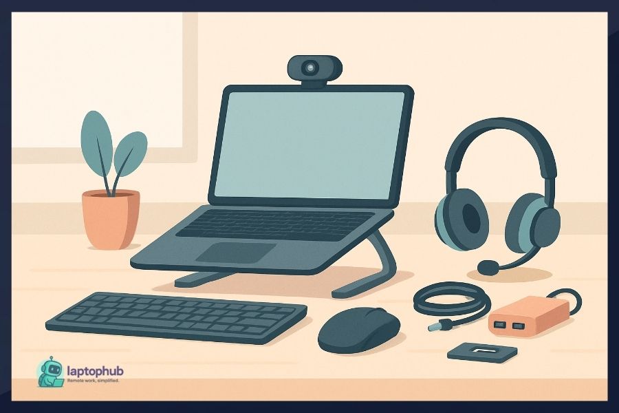 laptop accessories for remote work illustration
