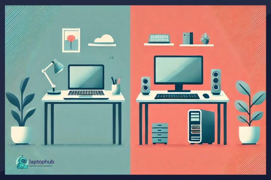 Laptop vs desktop illustration