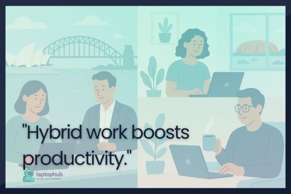 Hybrid work boosts productivity illustration