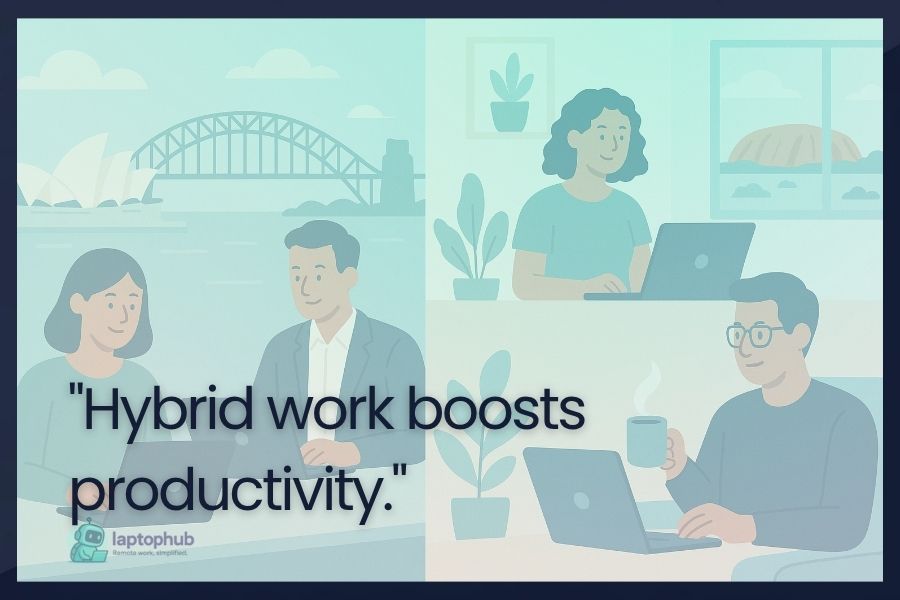 Hybrid work boosts productivity illustration