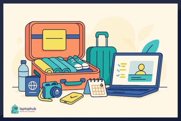 What to pack for remote work travel illustration
