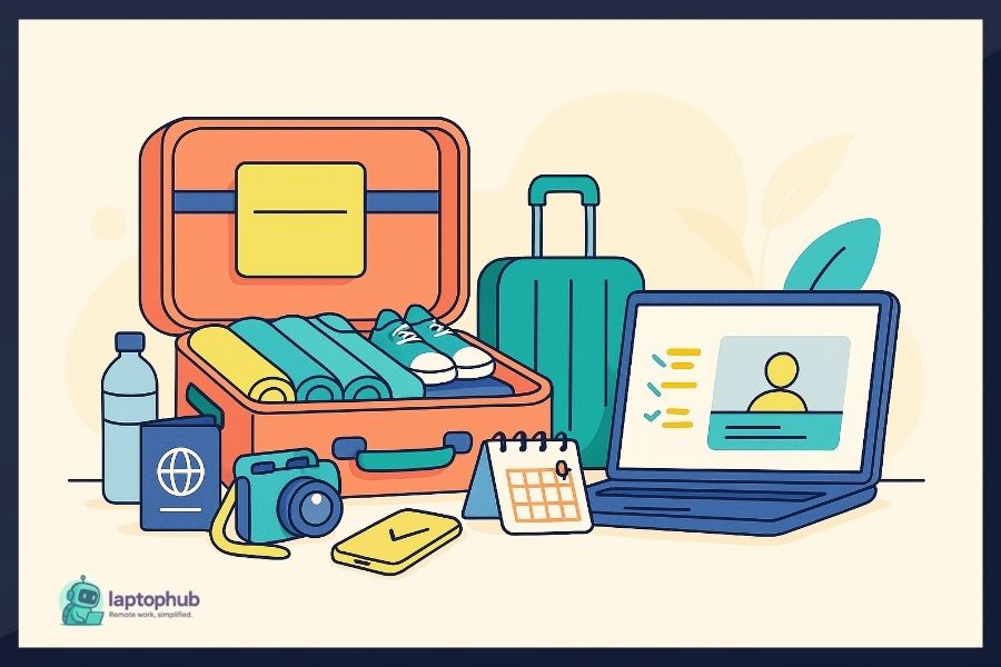 What to pack for remote work travel illustration