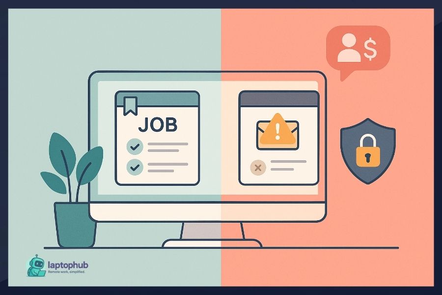 Common remote work scams illustration