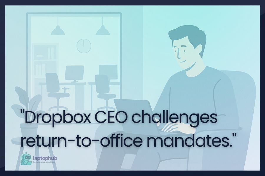 Dropbox CEO challenges return-to-office mandates illustration