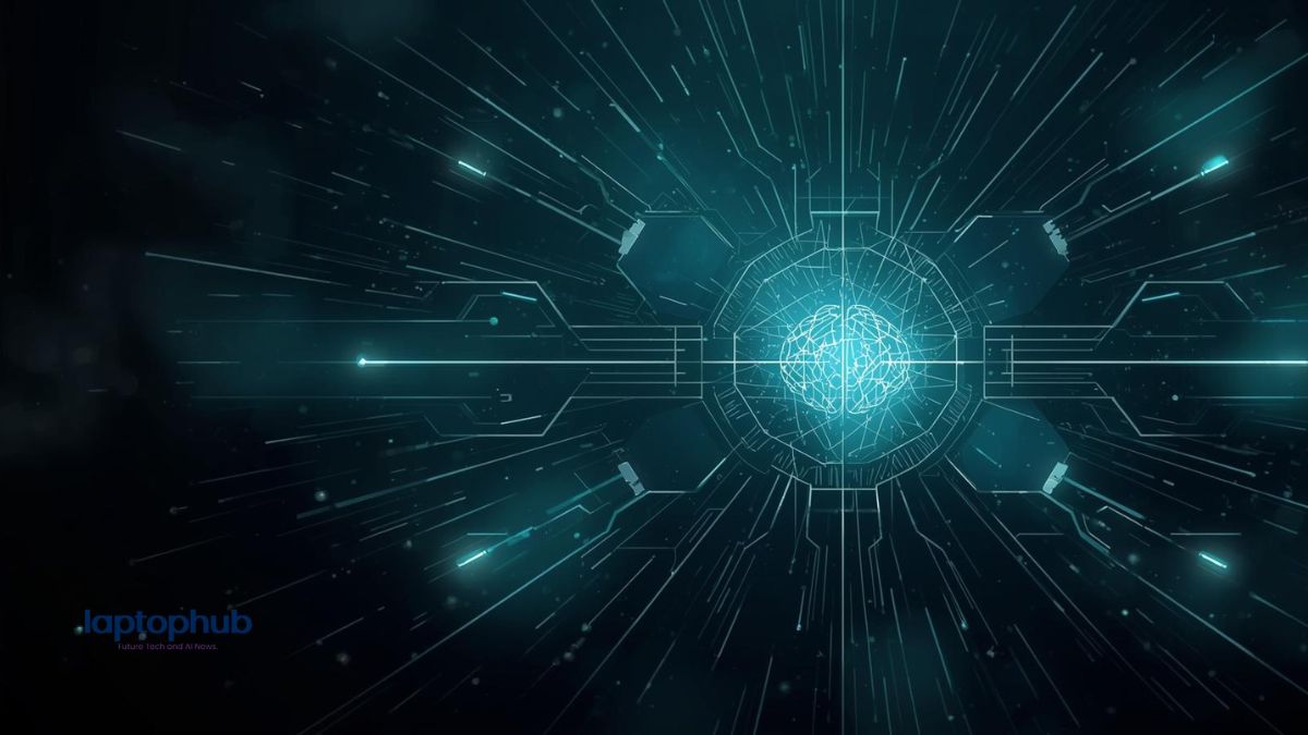 an advanced AI system processing complex data patterns illustration