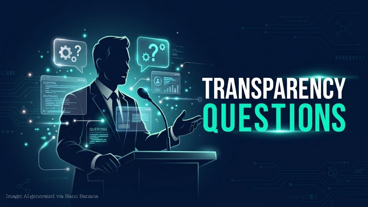 a silhoutte of a politicain and Transparency questions