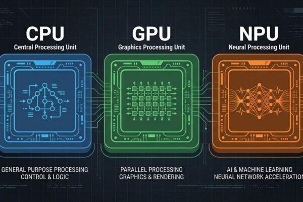 cpu, gpu, npu illustration