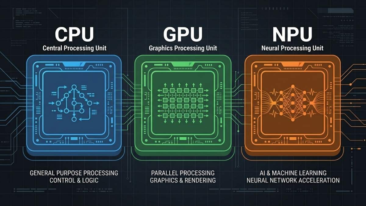 cpu, gpu, npu illustration