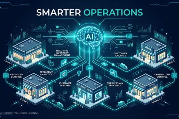 multiple store locations connected by AI network