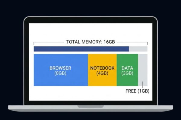 laptop displaying memory usage