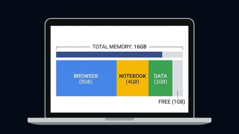 laptop displaying memory usage